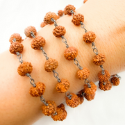 Wood - Rudraksha Oxidized 925 Sterling Silver Wire Chain.